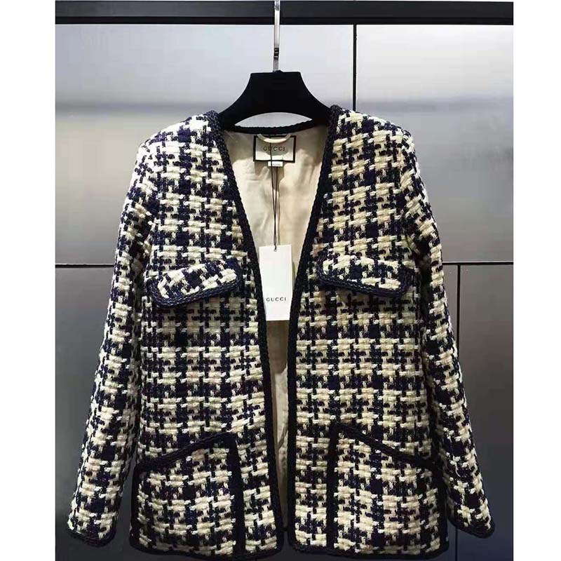 G*u*i women houndstooth v-neck jacket