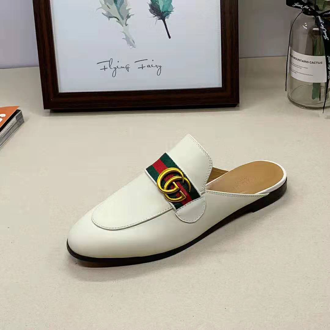 G*u*i women leather loafer with gg web-white