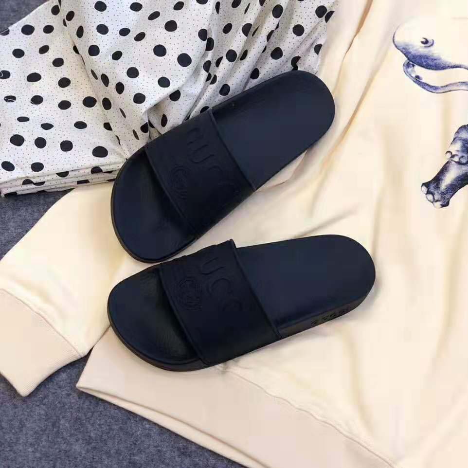 G*u*i unisex G*u*i logo rubber slide sandal-black