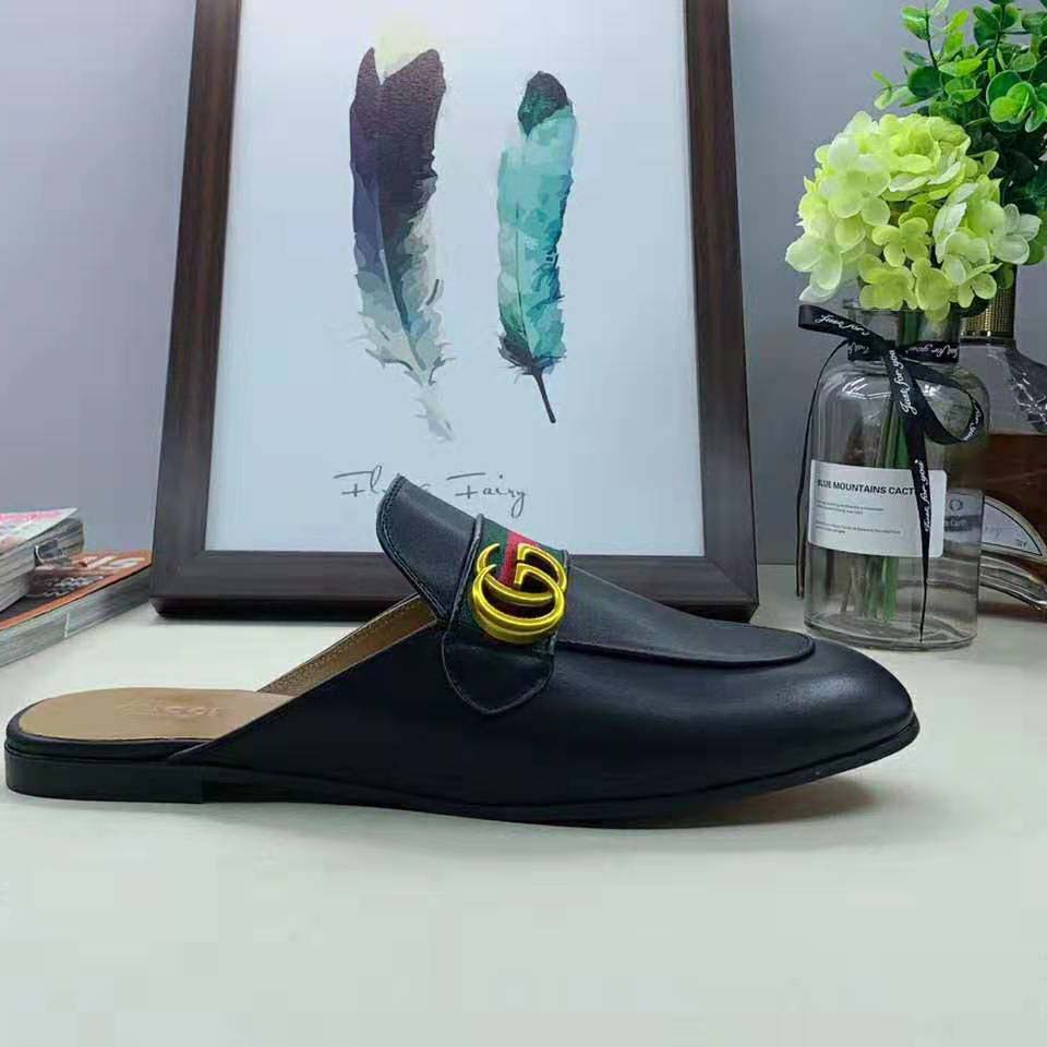 G*u*i women leather loafer with gg web-black