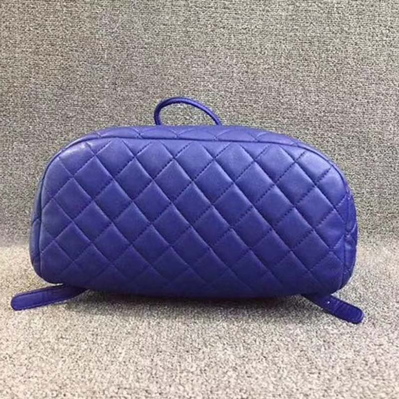chanel women backpack in embossed Di*m*nd pattern goatskin leather-purple