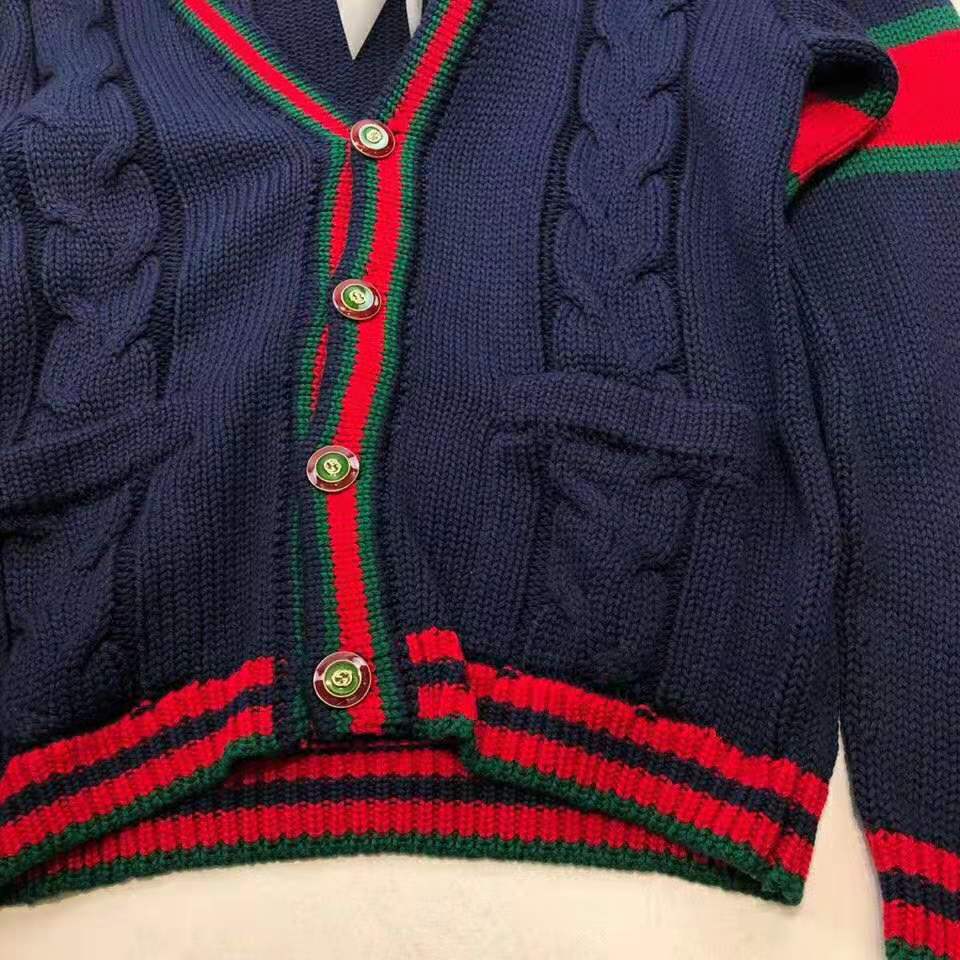 G*u*i men oversize cable knit cardigan sweater-navy