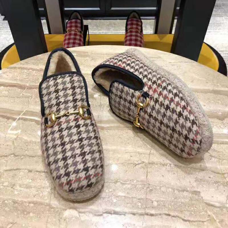 G*u*i unisex gg check wool loafer in brown check wool