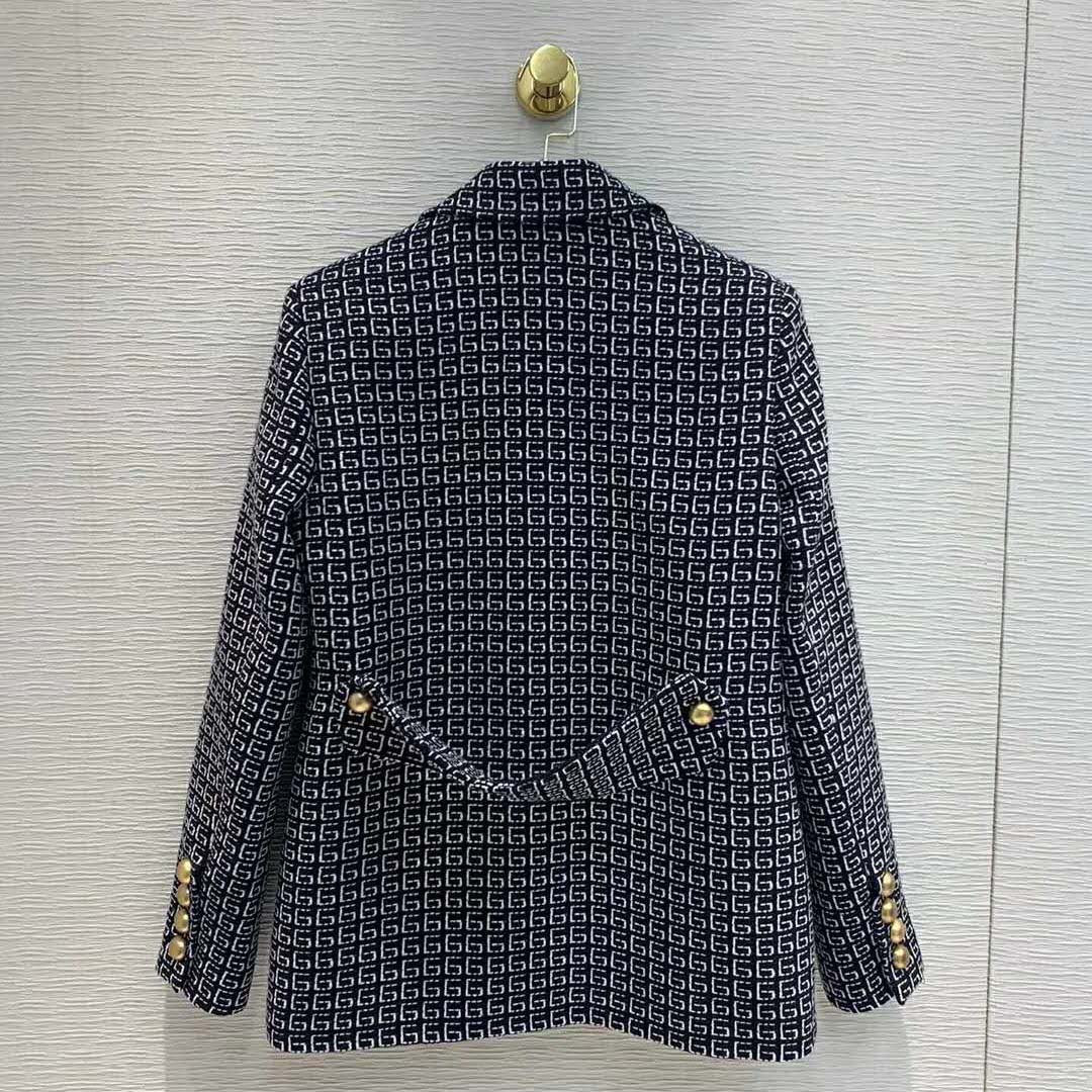 G*u*i women square g wool jacket in boxy fit-navy