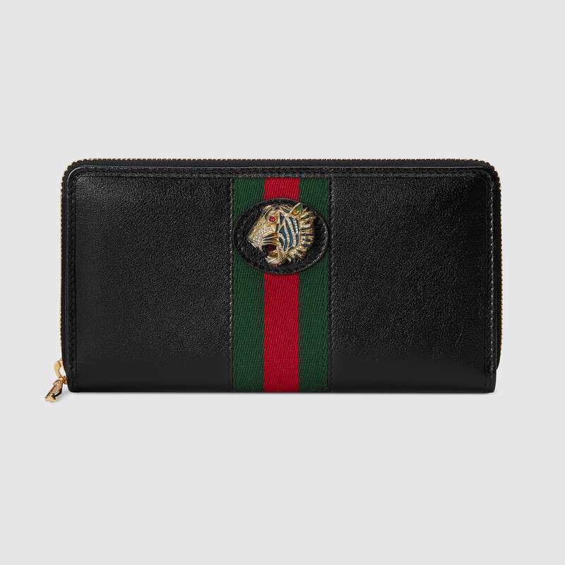 G*u*i gg unisex rajah zip around wallet in cerise leather with a vintage effect