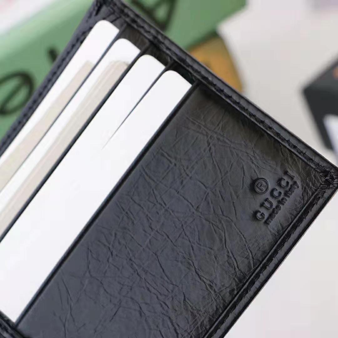 G*u*i gg men wallet with interlocking g in black soft leather