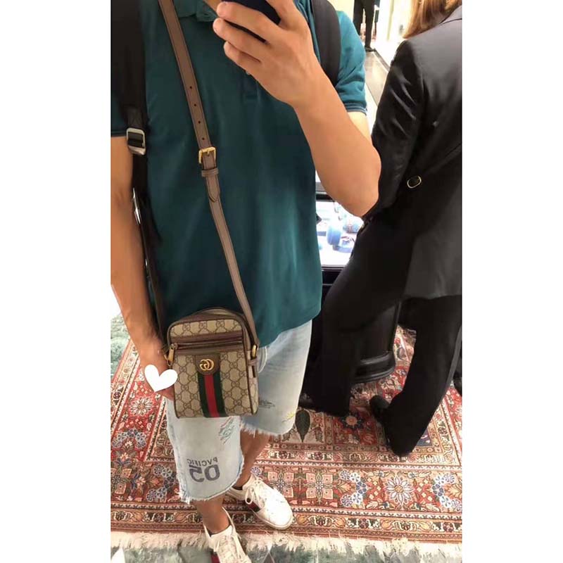 G*u*i gg unisex ophidia gg shoulder bag in beige/ebony gg supreme canvas