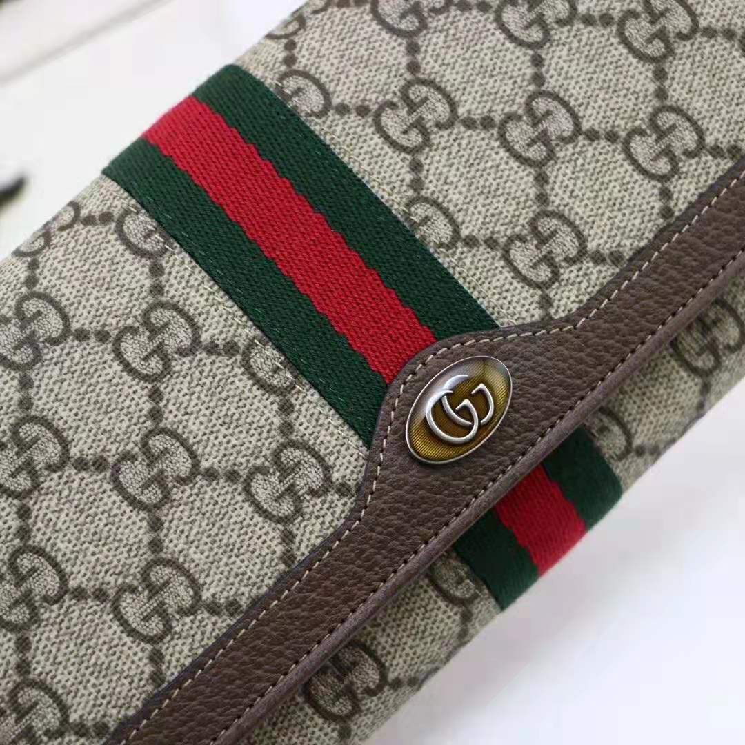 G*u*i gg women ophidia gg chain wallet in beige/ebony gg supreme canvas