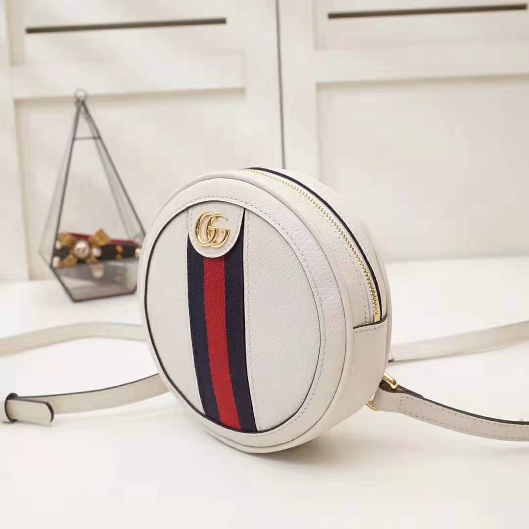 G*u*i gg women ophidia mini backpack with blue and red web in white leather