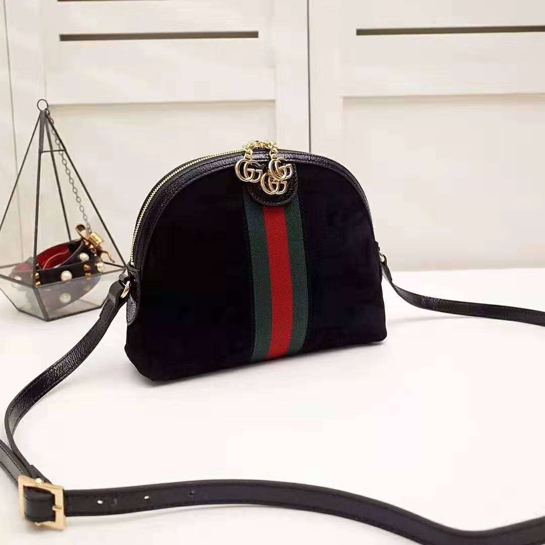 G*u*i gg women ophidia small shoulder bag in black suede leather