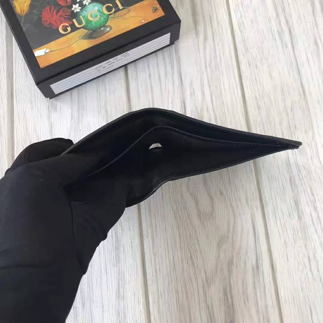 G*u*i gg unisex leather mini wallet with G*u*i logo in black leather
