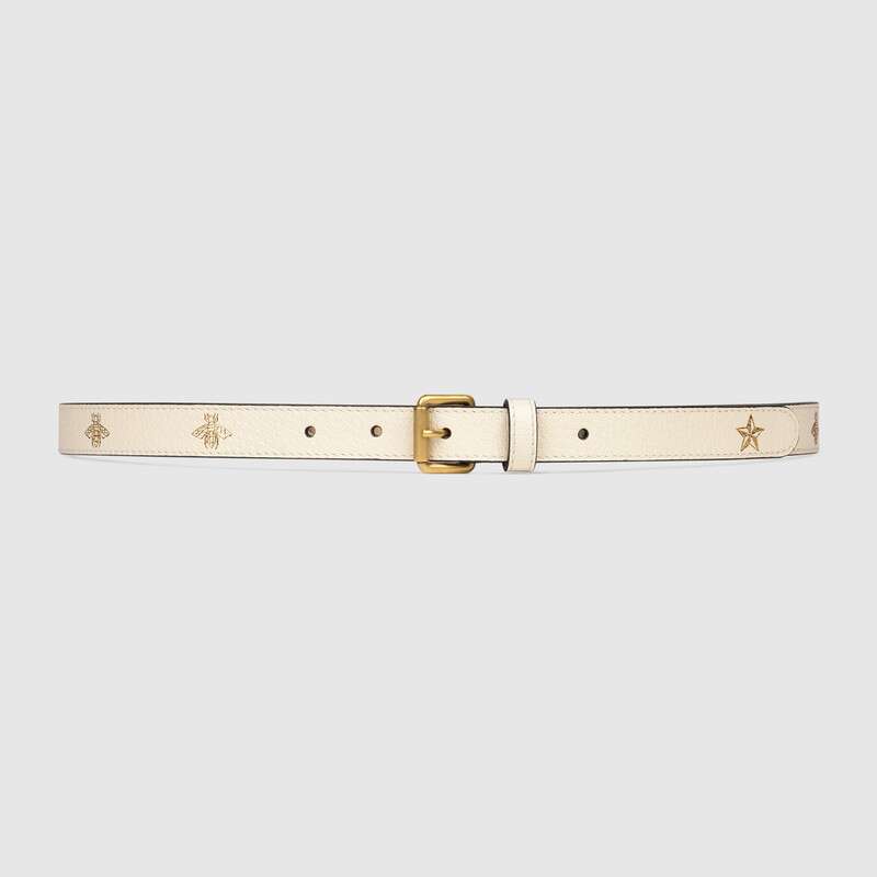 G*u*i unisex belt with bees and stars print in leather