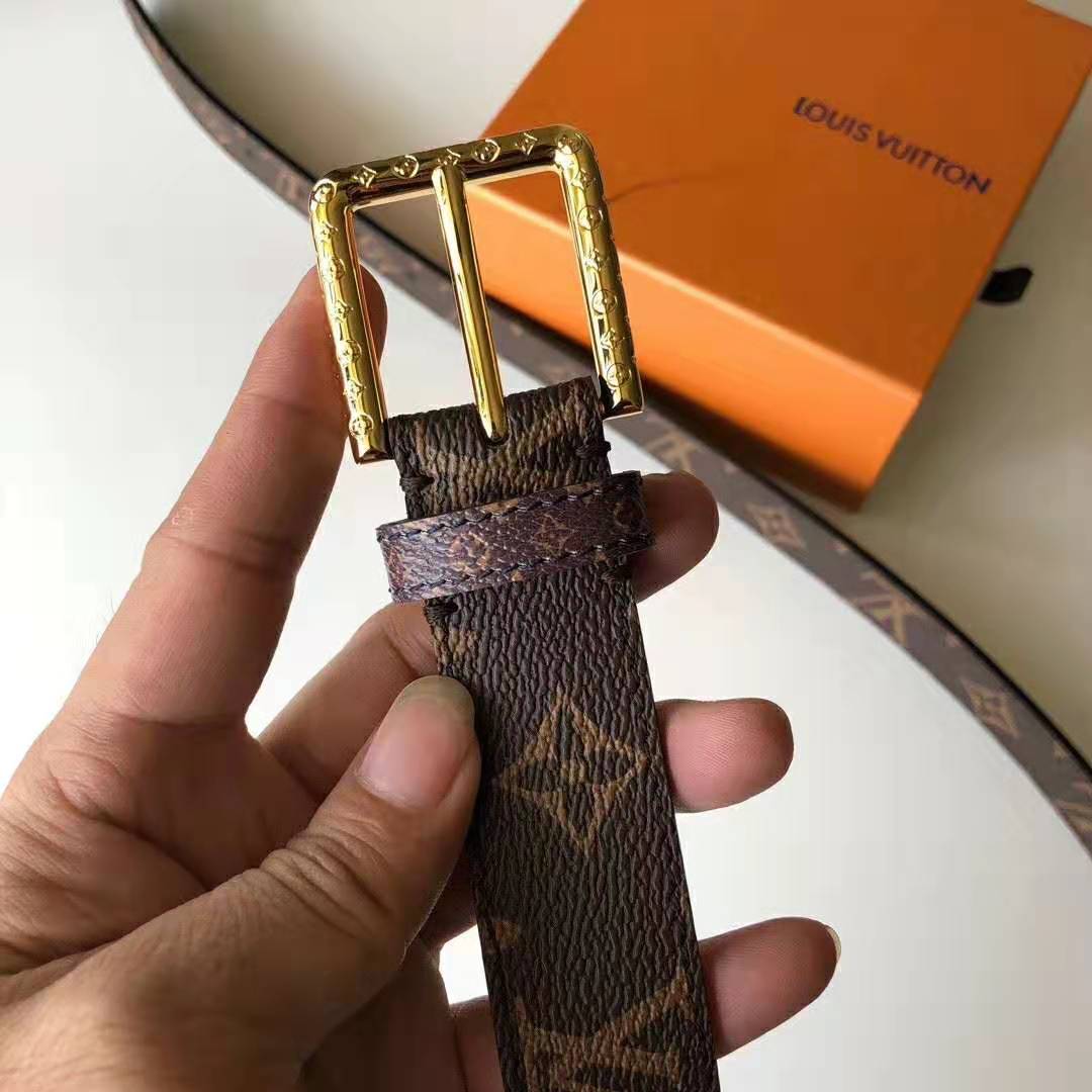 Louis Vuitton LV Unisex Daily LV 30mm Belt in Monogram Canvas-Brown