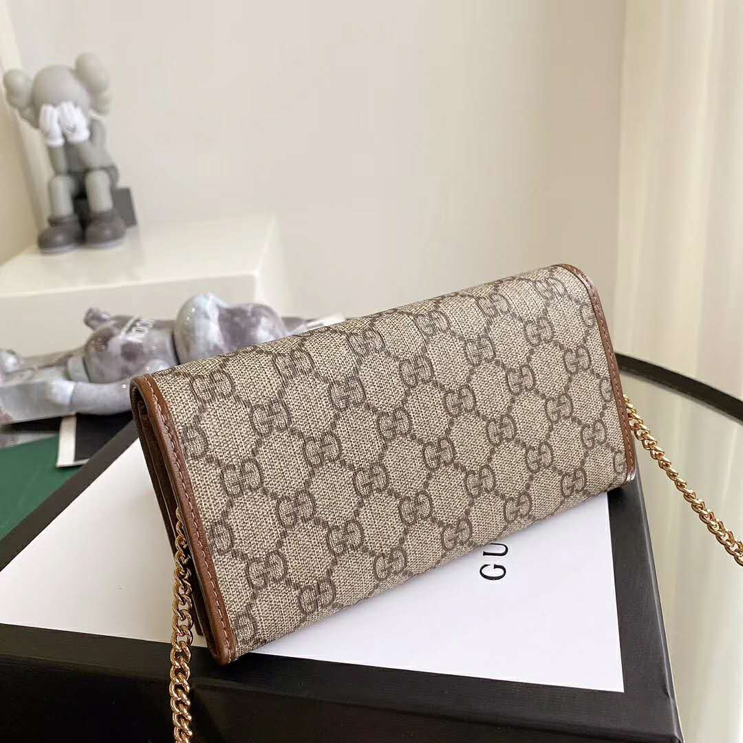 G*u*i gg unisex G*u*i 1955 horsebit wallet with chain-brown