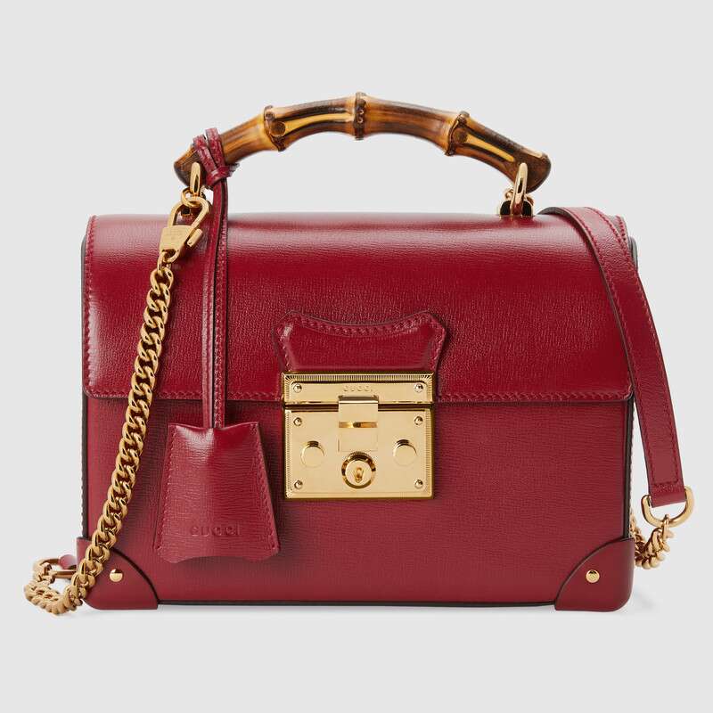 G*u*i gg women padlock small bamboo shoulder bag textured leather