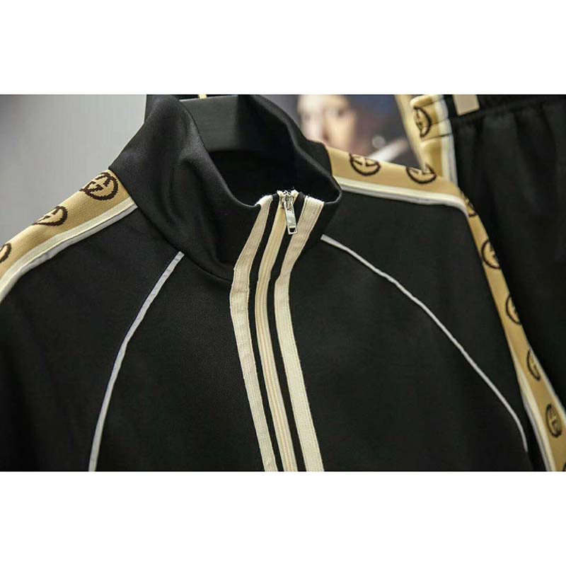 G*u*i gg men oversize technical jersey jacket interlocking g-black