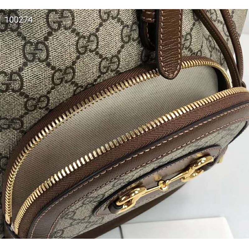 G*u*i gg unisex G*u*i 1955 horsebit backpack beige/ebony supreme canvas
