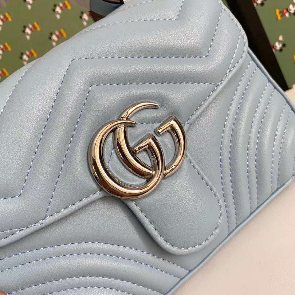 G*u*i gg women gg marmont mini top handle bag-blue