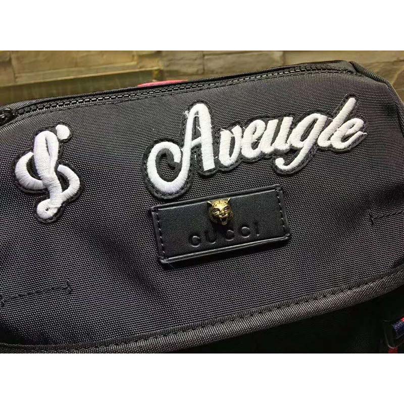 G*u*i gg unisex backpack with embroidery black techno canvas
