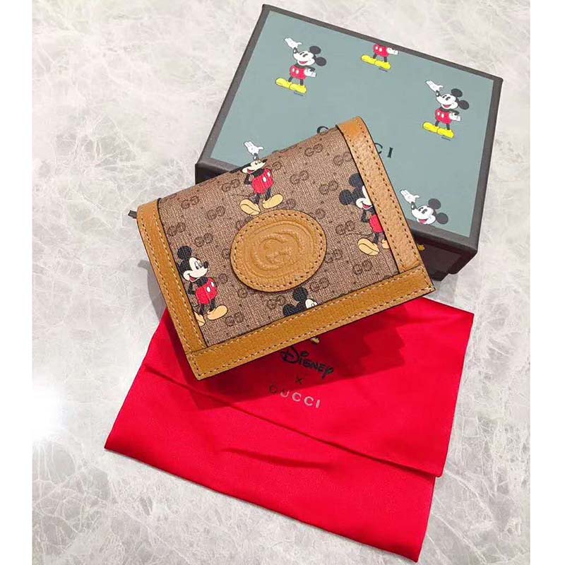 G*u*i gg unisex disney x G*u*i card case wallet-brown