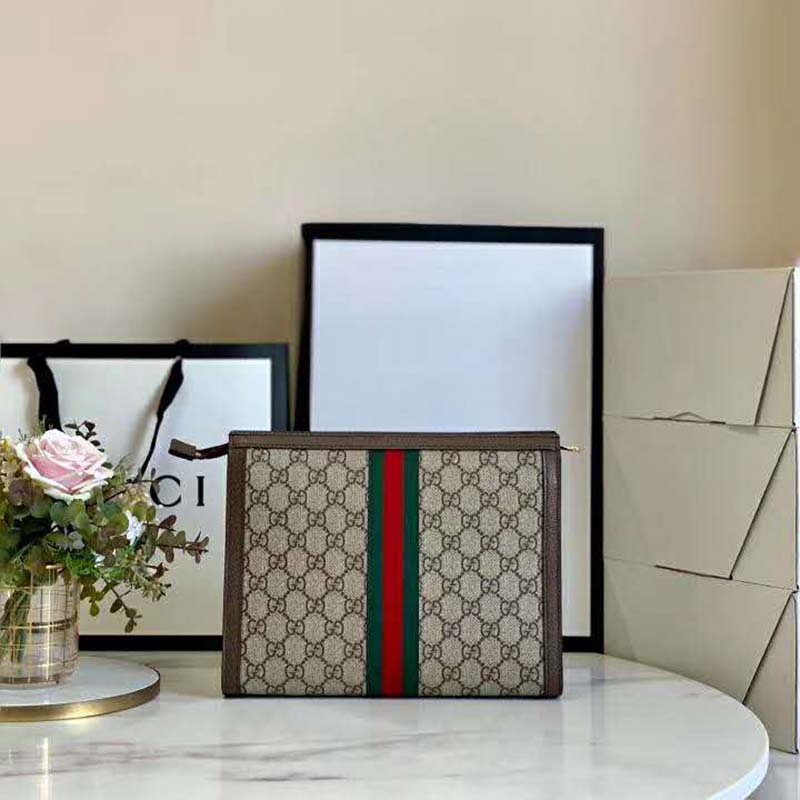 G*u*i gg unisex ophidia pouch beige/ebony gg supreme canvas