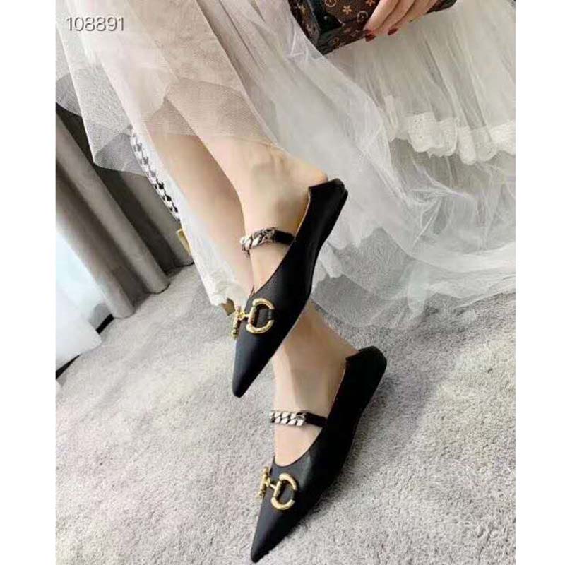 G*u*i women’s leather ballet flat with horsebit black leather