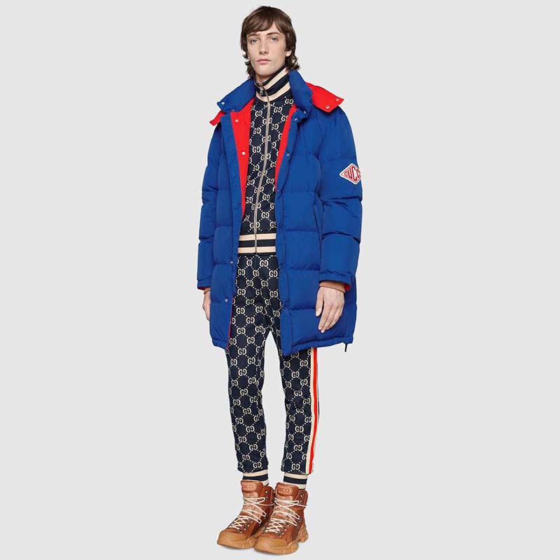 G*u*i men gg jacquard cotton jacket blue ivory gg jacquard jersey