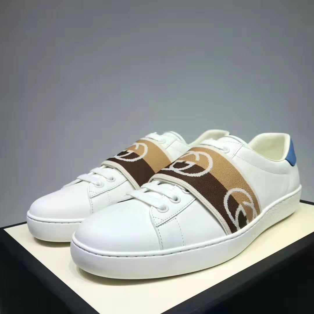 G*u*i gg unisex ace sneaker with interlocking g white leather 1.5 cm heel