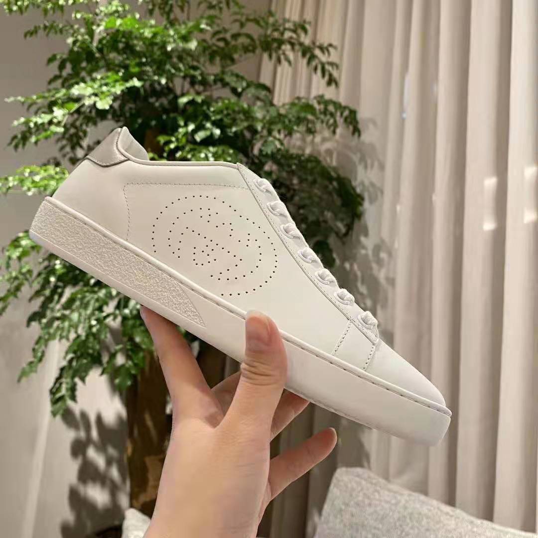 G*u*i gg unisex ace sneaker with interlocking g white leather