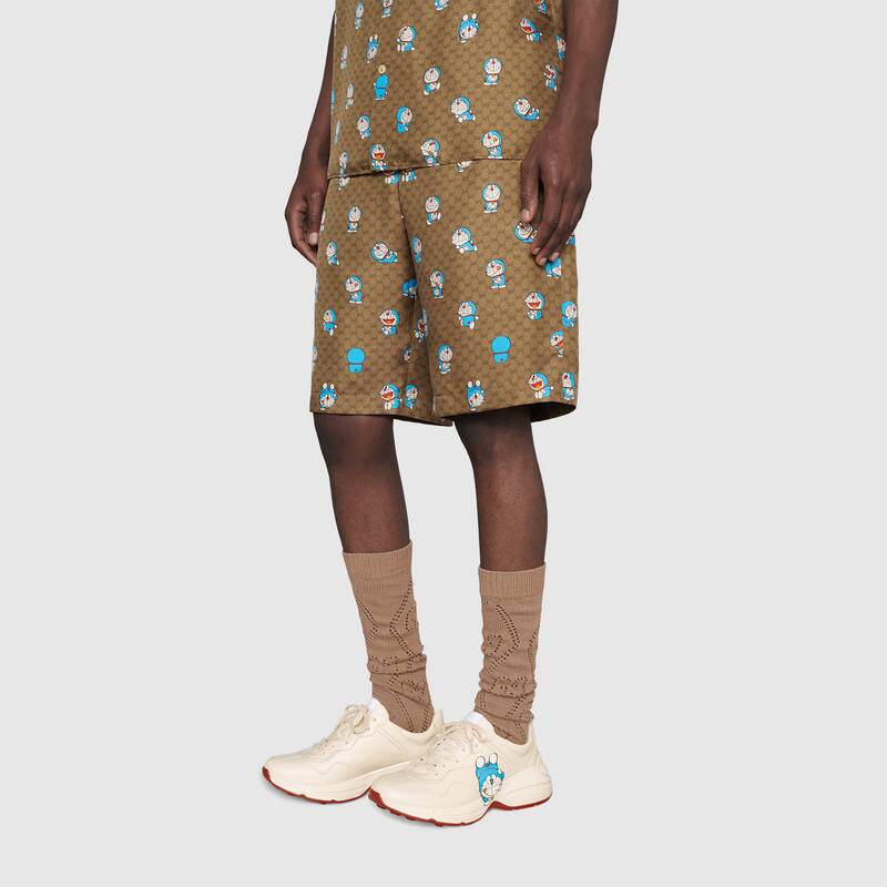 G*u*i gg unisex doraemon x G*u*i rhyton sneaker ivory leather-beige