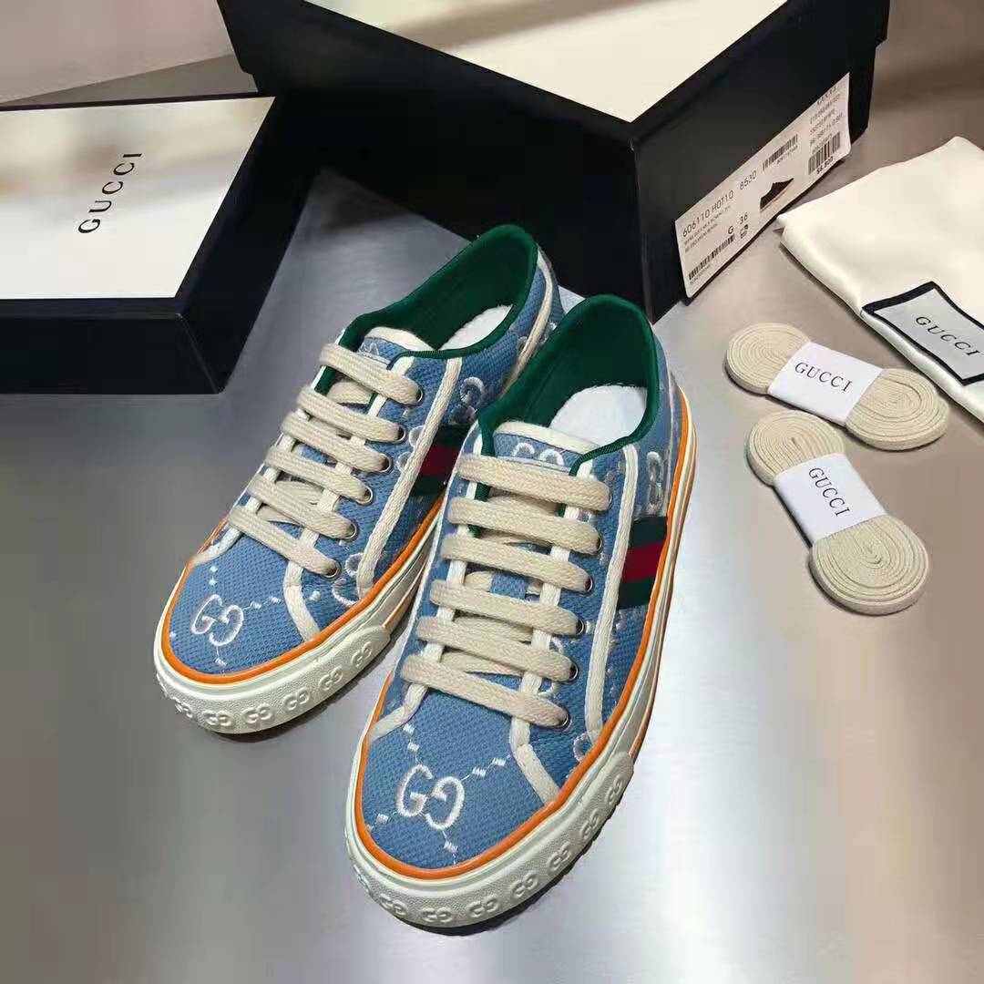 G*u*i gg unisex G*u*i tennis 1977 sneaker green red web blue cotton