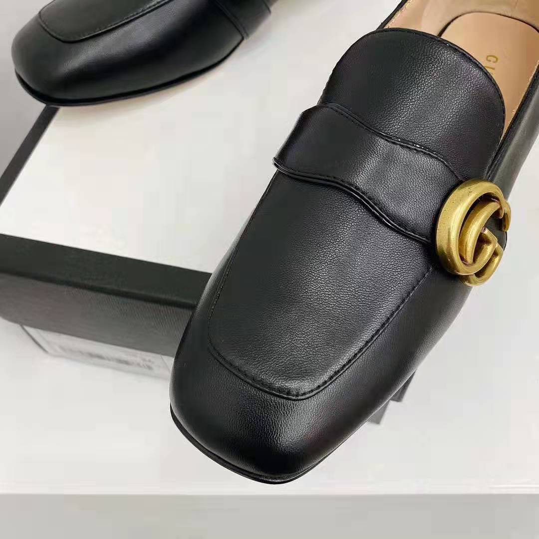 G*u*i gg women’s loafer with double g black leather 2.5 cm heel