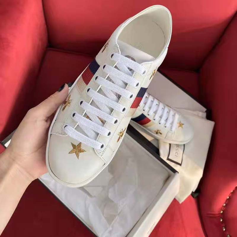 G*u*i unisex ace sneaker with bees and stars sylvie web