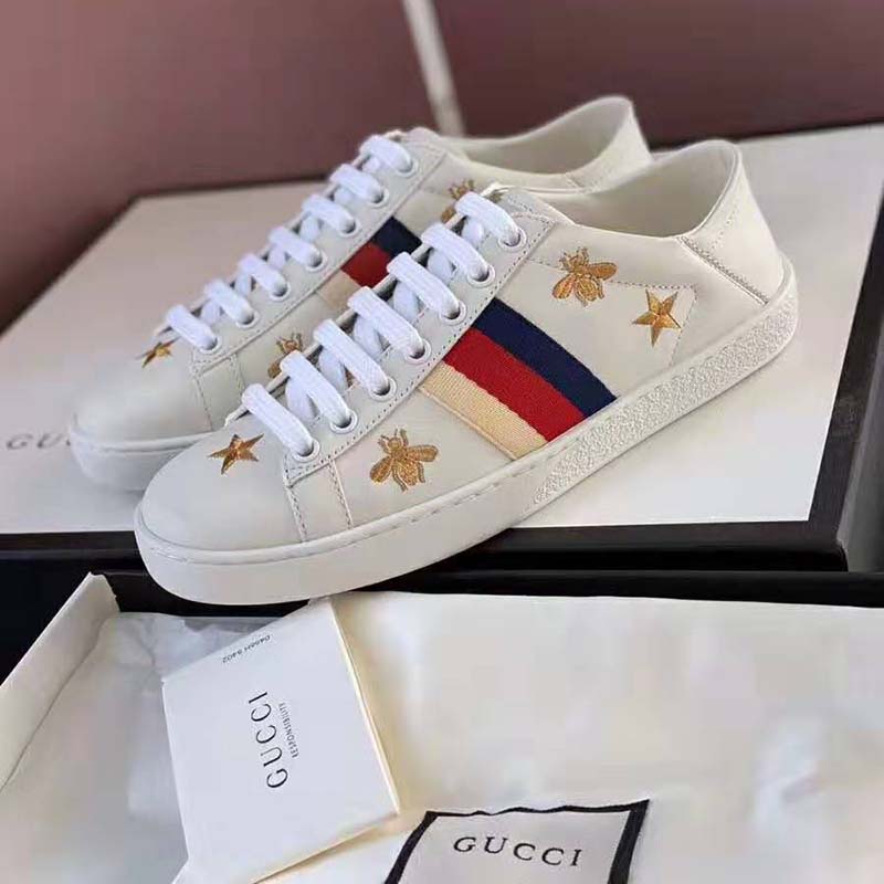 G*u*i unisex ace sneaker with bees and stars sylvie web