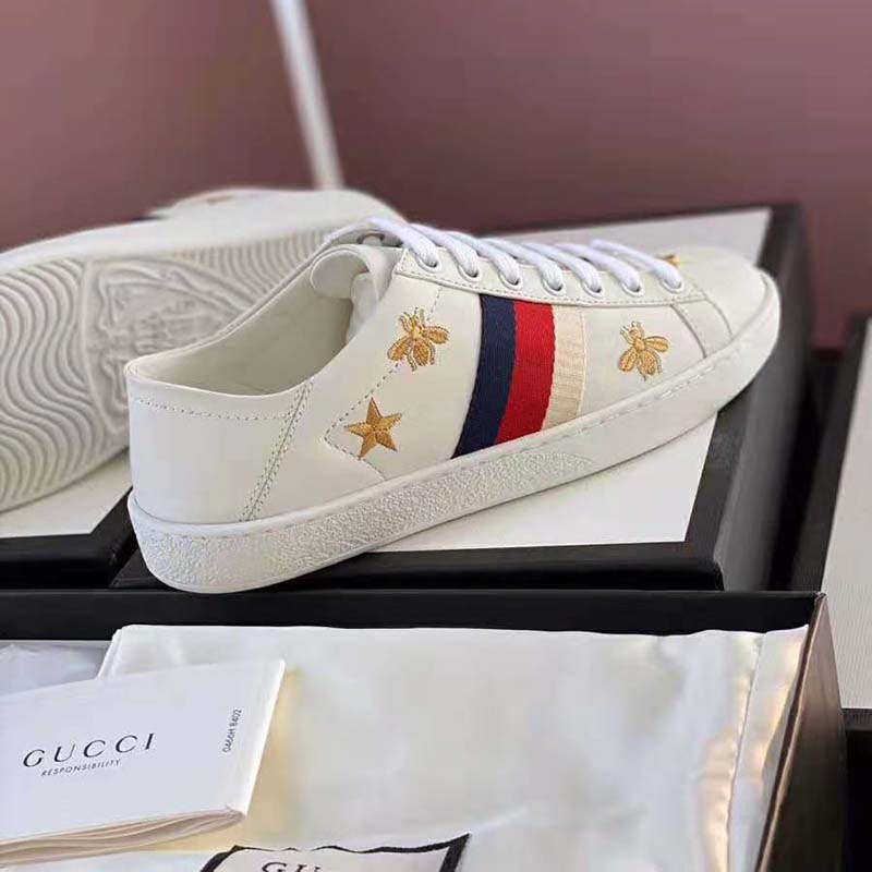 G*u*i unisex ace sneaker with bees and stars sylvie web