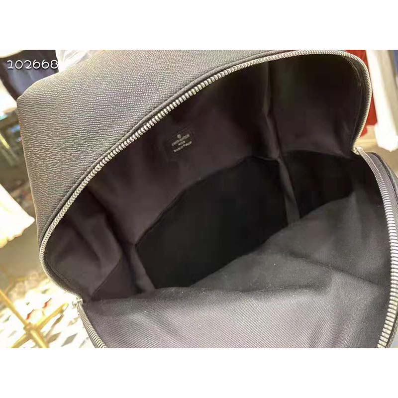 louis vuitton unisex discovery “v” logo backpack blue monoCh*0me taiga leather