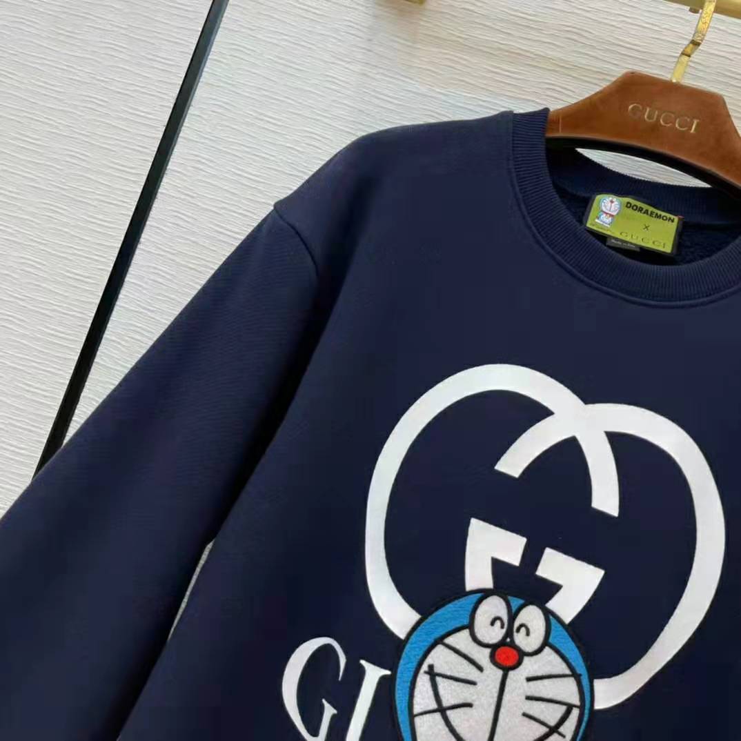 G*u*i men doraemon x G*u*i cotton sweatshirt crewneck oversized fit-navy