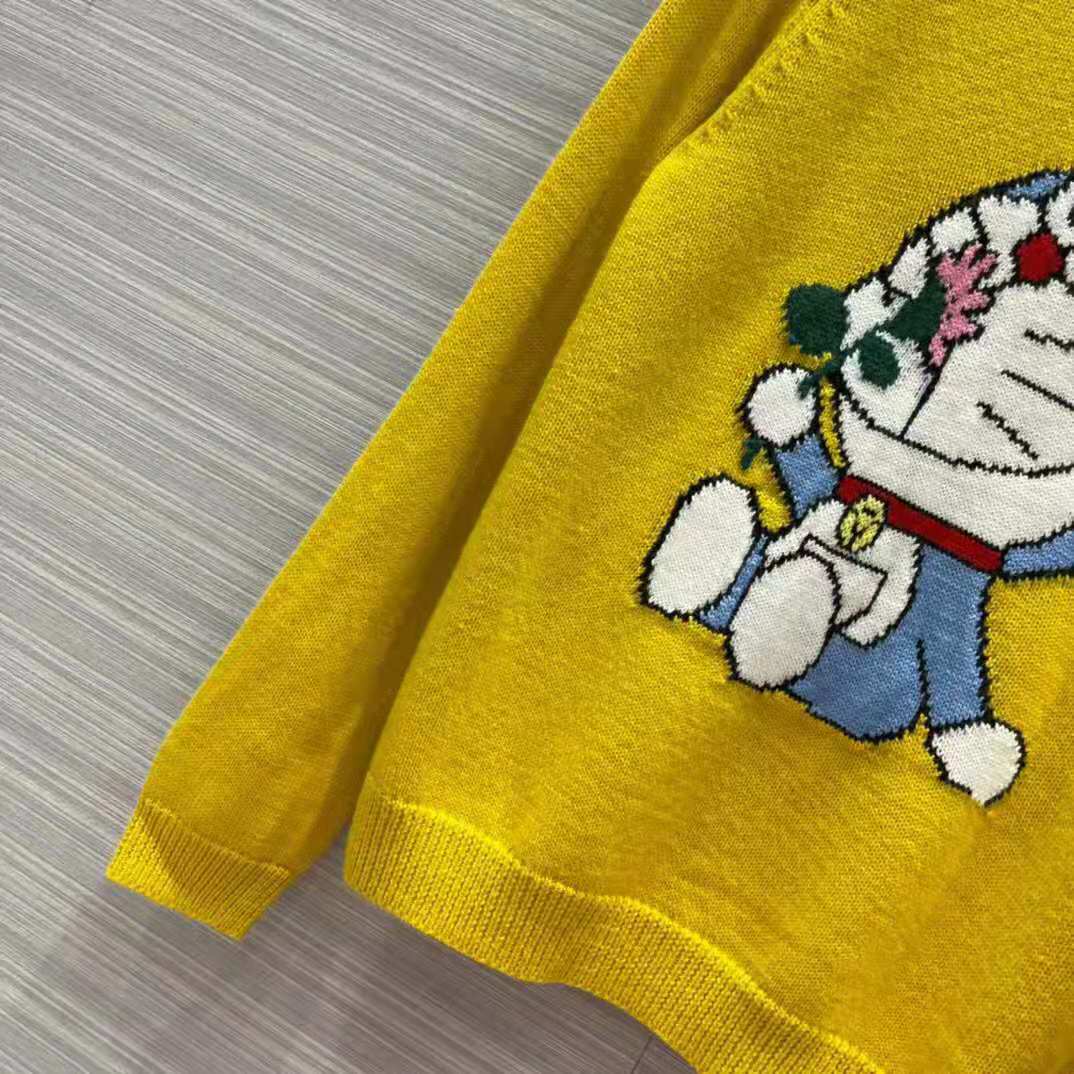 G*u*i men doraemon x G*u*i wool sweater yellow wool crewneck