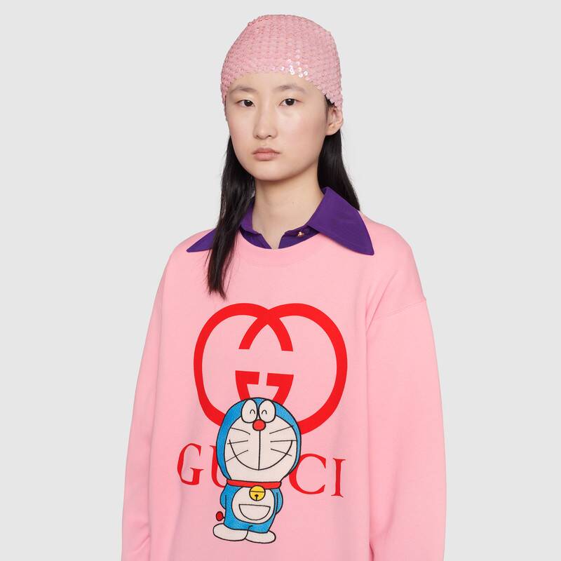 G*u*i women doraemon x G*u*i cotton sweatshirt crewneck oversized fit-pink