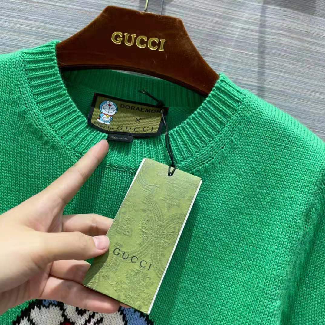 G*u*i women doraemon x G*u*i wool sweater green wool crewneck