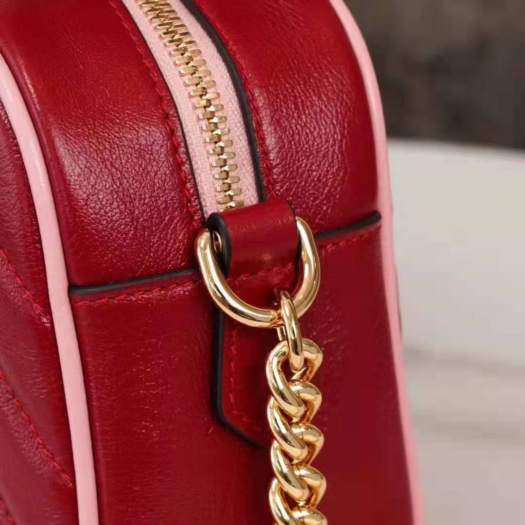 G*u*i gg women gg marmont small shoulder bag dark red diagonal matelassé leather