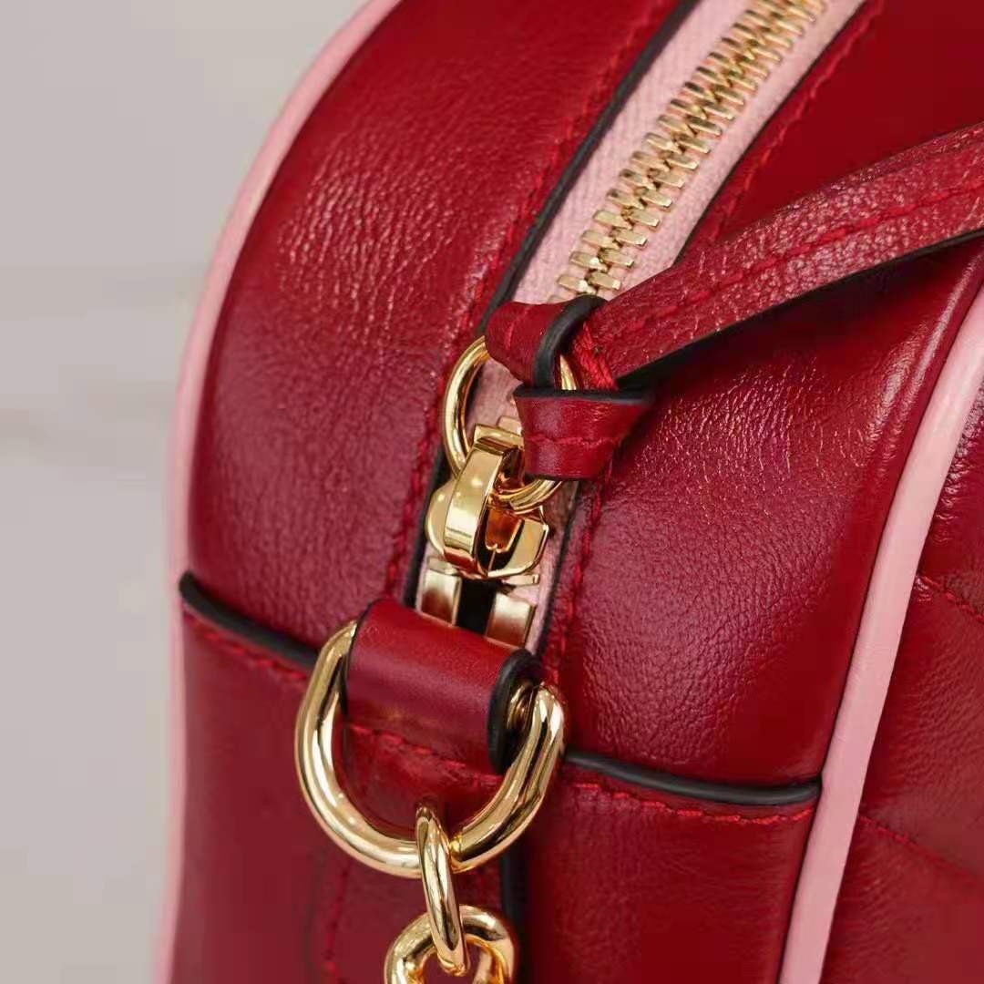 G*u*i gg women gg marmont small shoulder bag dark red diagonal matelassé leather