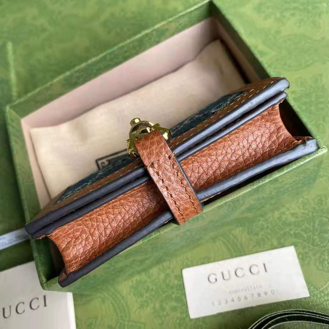 G*u*i gg unisex jackie 1961 card case wallet dark blue ivory eco washed organic gg jacquard denim