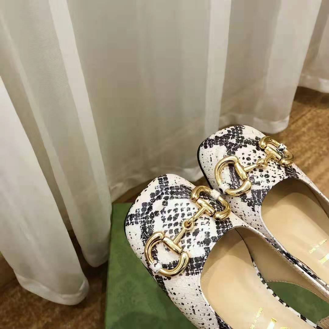 G*u*i gg women mid-heel slingback with horsebit python print leather
