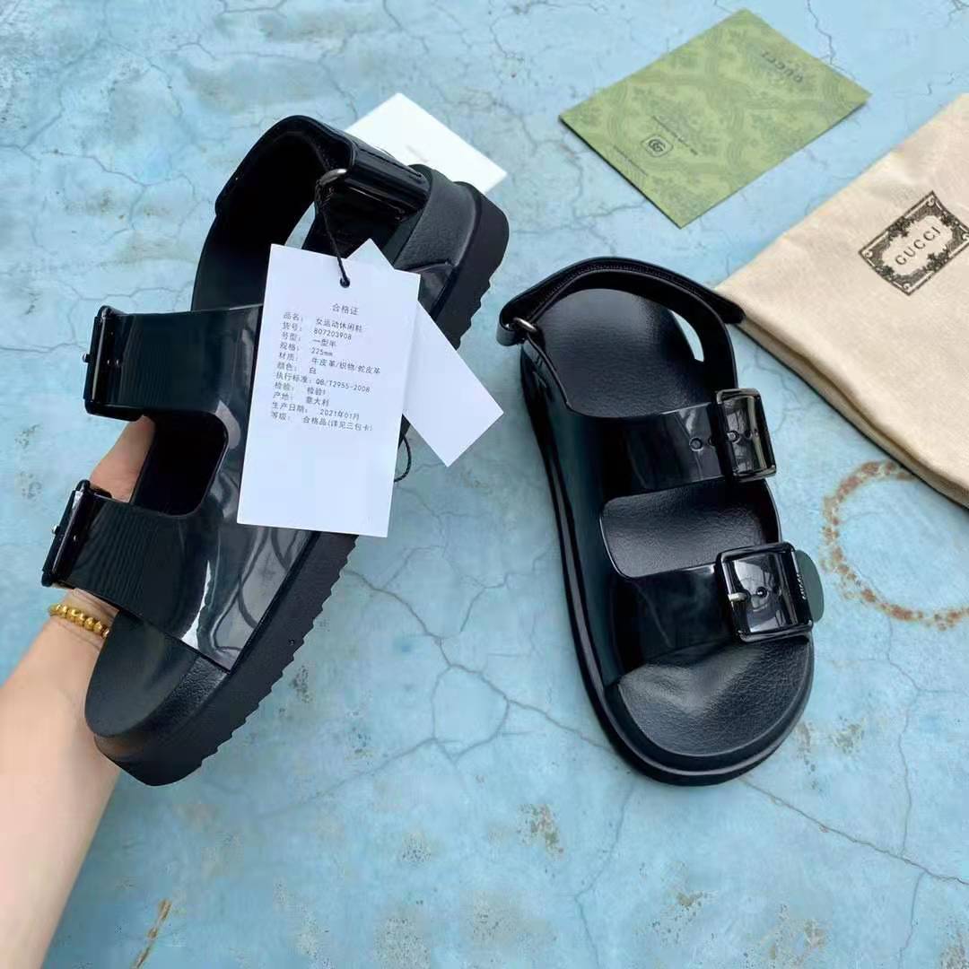 G*u*i gg women sandal with mini double g black rubber