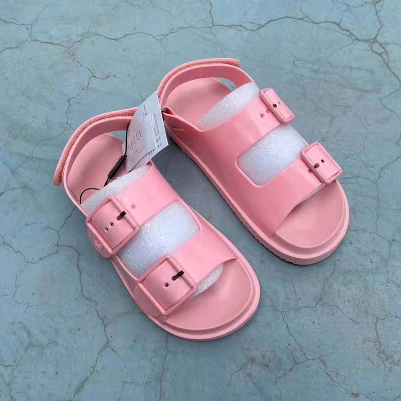 G*u*i gg women sandal with mini double g pink rubber