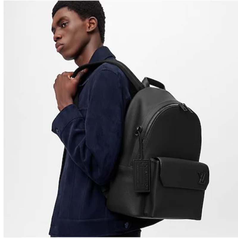 Louis Vuitton LV Unisex Aerogram Backpack Black Grained Calf Cowhide Leather