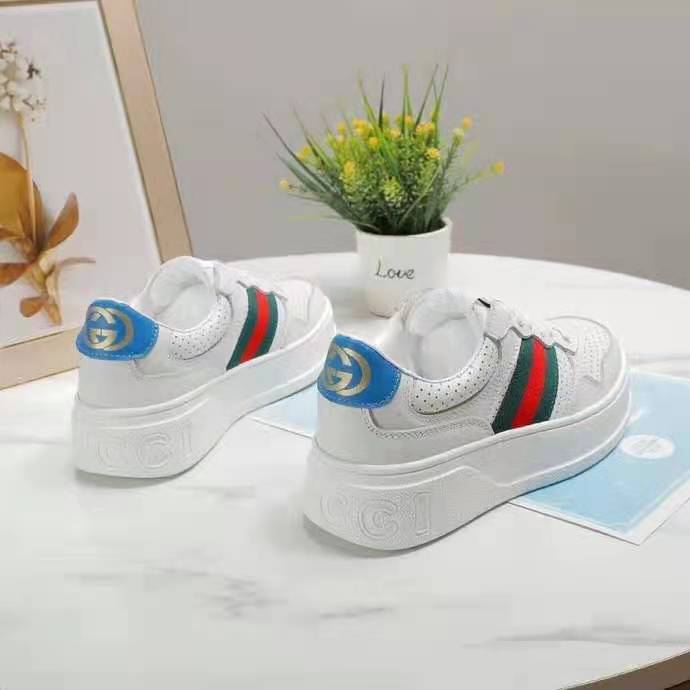 G*u*i gg unisex gg sneaker with web white leather green and red web