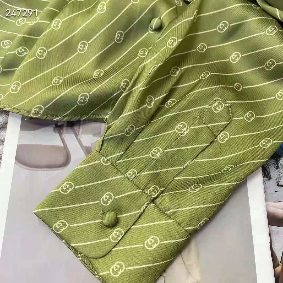 G*u*i gg women G*u*i 100 two-piece set green silk interlocking g