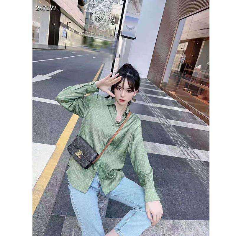 G*u*i gg women G*u*i 100 two-piece set green silk interlocking g